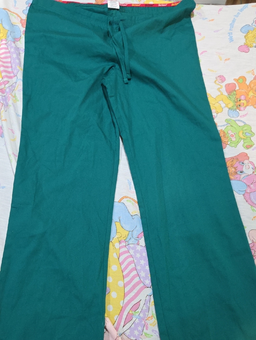 Dickies Teal Green Straight Leg Drawstring Scrub Pants Small